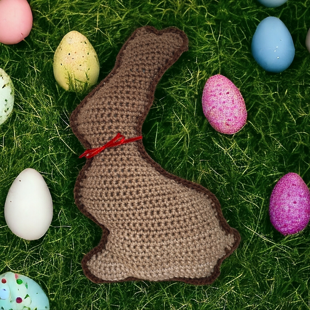 Handmade Crochet Chocolate Easter Bunny Pillow Stuffed Animal Toy